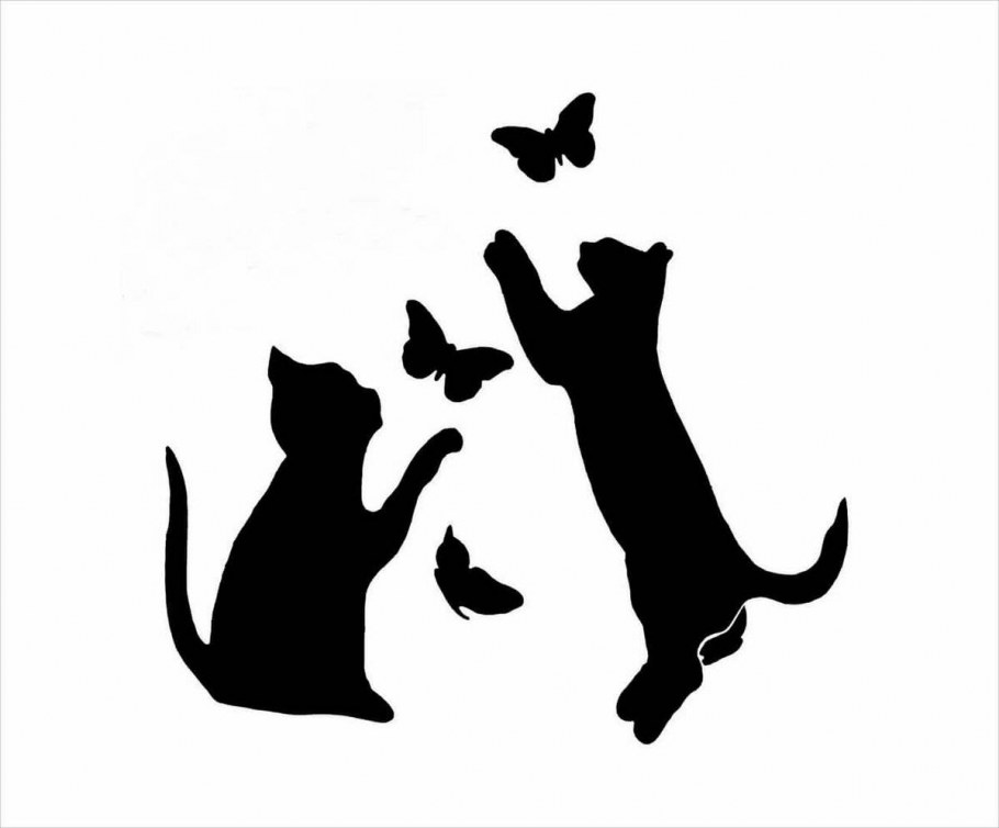 Трафареты кошек для декора стен