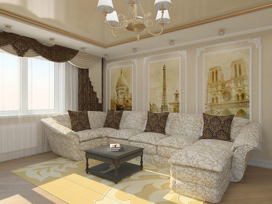 Фрески в интерьере гостиной