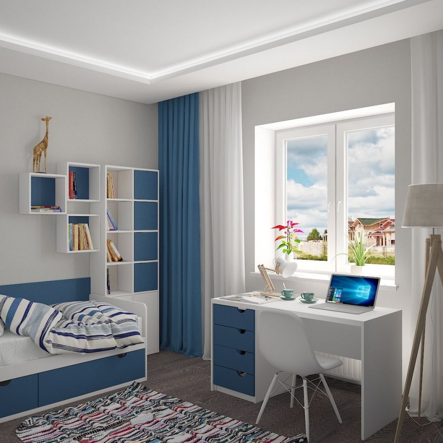Комната для подростка в синих тонах