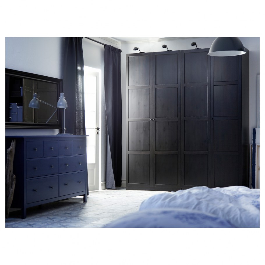 ПАКС гардероб, белый, хамнос черно-синий