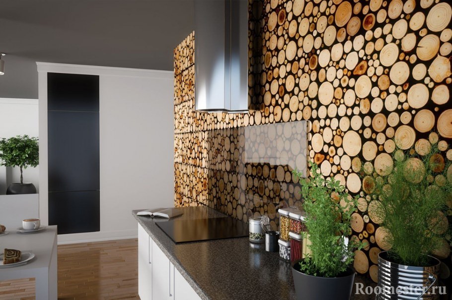 Спилы дерева в интерьере