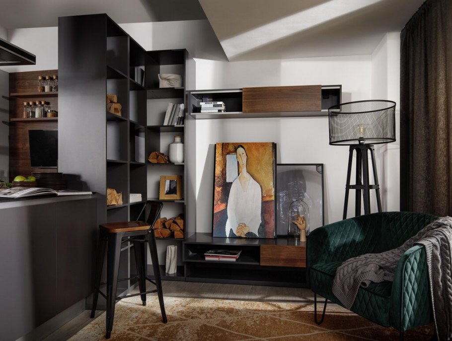 Гостиная Кармен дуб Вотан/белый глянец