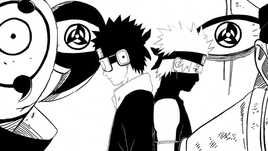 Манга Наруто глаза Какаши и Обито