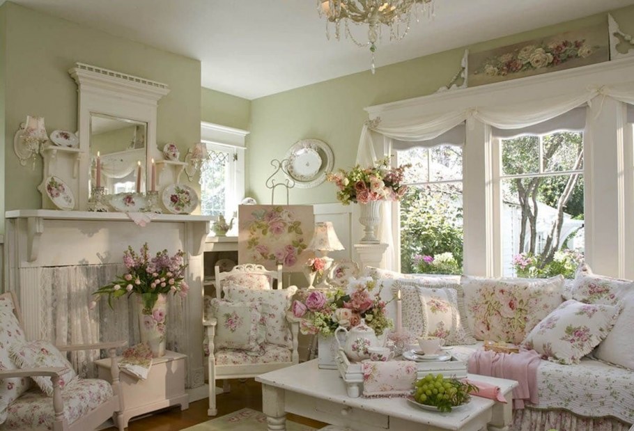 Подушки из ткани в стиле шебби Шик