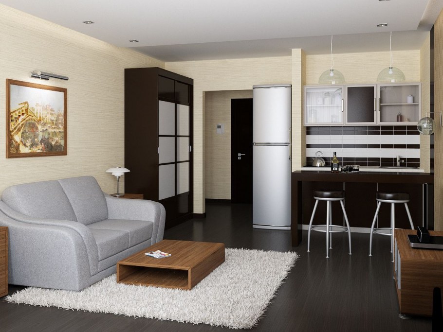 Интерьер квартиры студии 20 кв.м