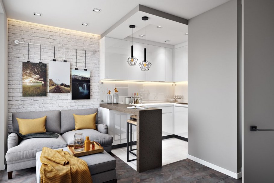 Кухня с гостинной 30кв м интерьер квартира