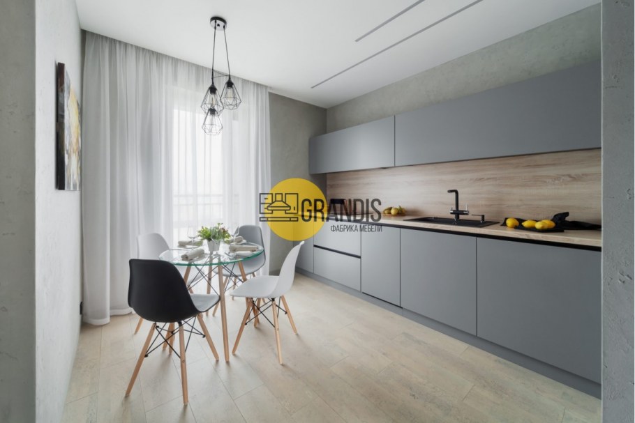 Кухонный гарнитур серый с белым