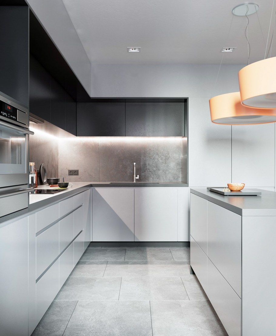 Светло серая кухня