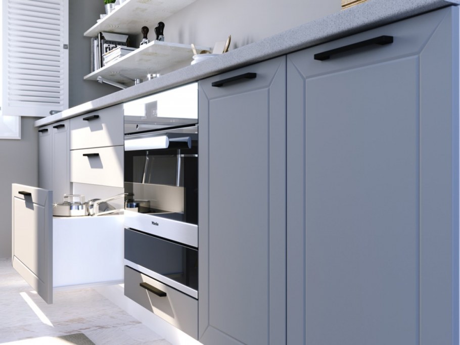 Серая матовая кухня