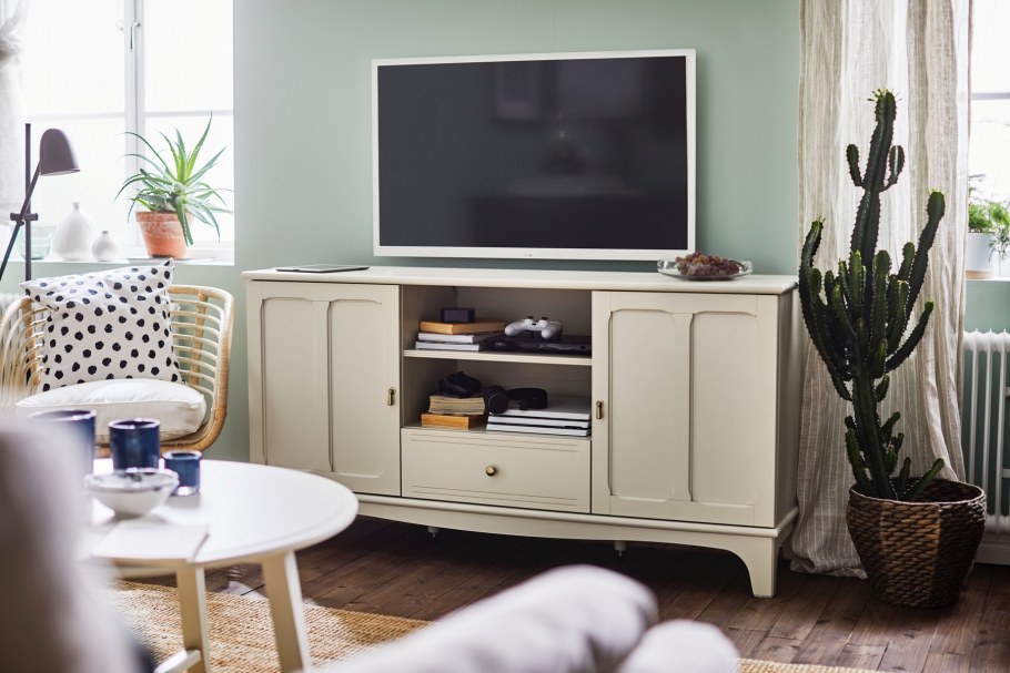 Lommarp ломмарп тумба под ТВ, темный сине-зеленый159x45x81 см