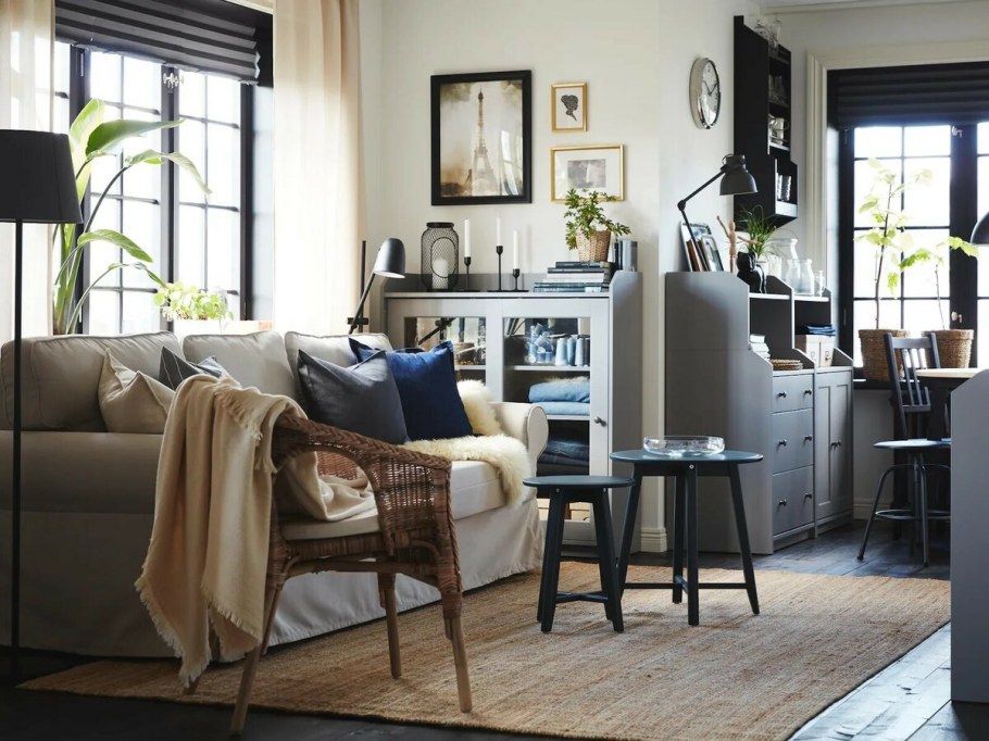 Lommarp ломмарп шкаф со стеклянными дверцами, темный сине-зеленый86x199 см