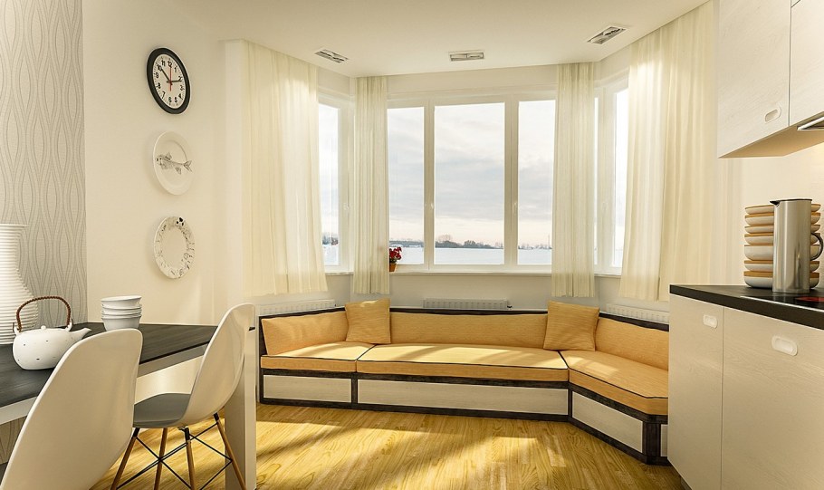 Шторы в стиле классика для эркерного окна