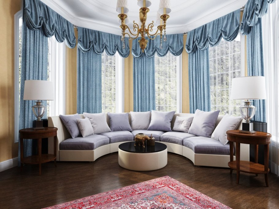 Шторы на эркерные окна в стиле Прованс