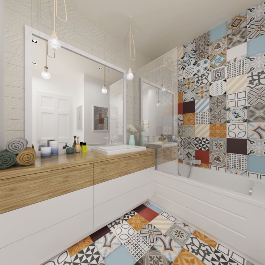 Ванная в скандинавском стиле печворк