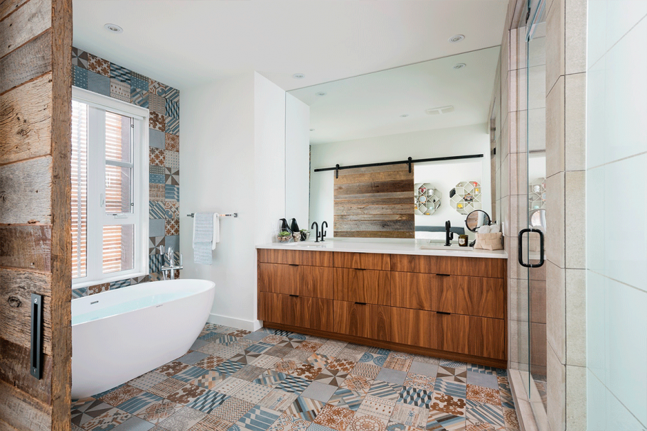 Ванная в скандинавском стиле печворк