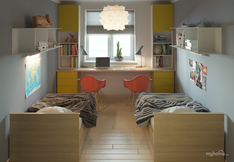 Планировка детской на 2 ребенка