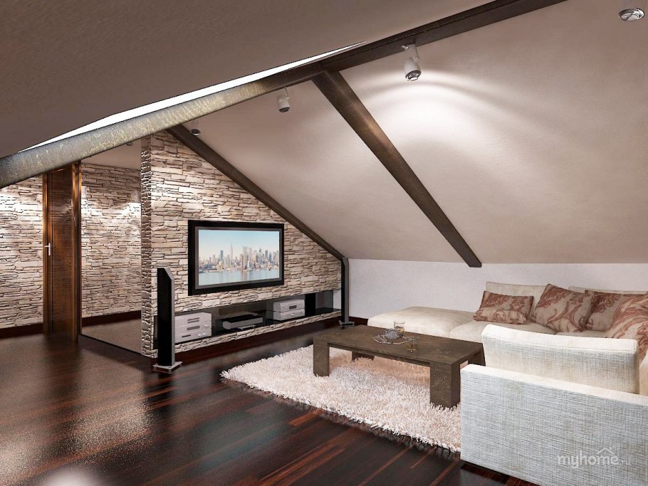 Спальня под односкатной крышей