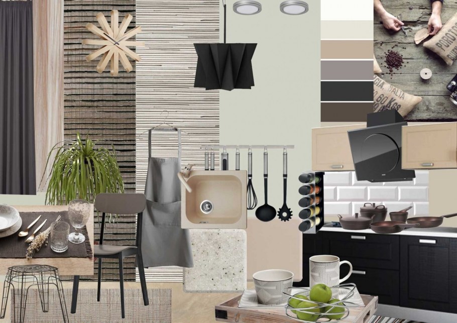 Мудборд кухня лофт