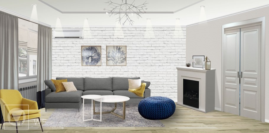 Коллаж гостиной в скандинавском стиле