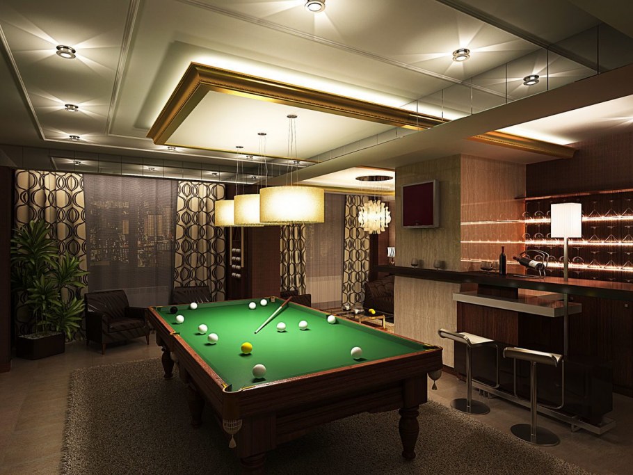 Интерьер для бильярдной комнаты на даче