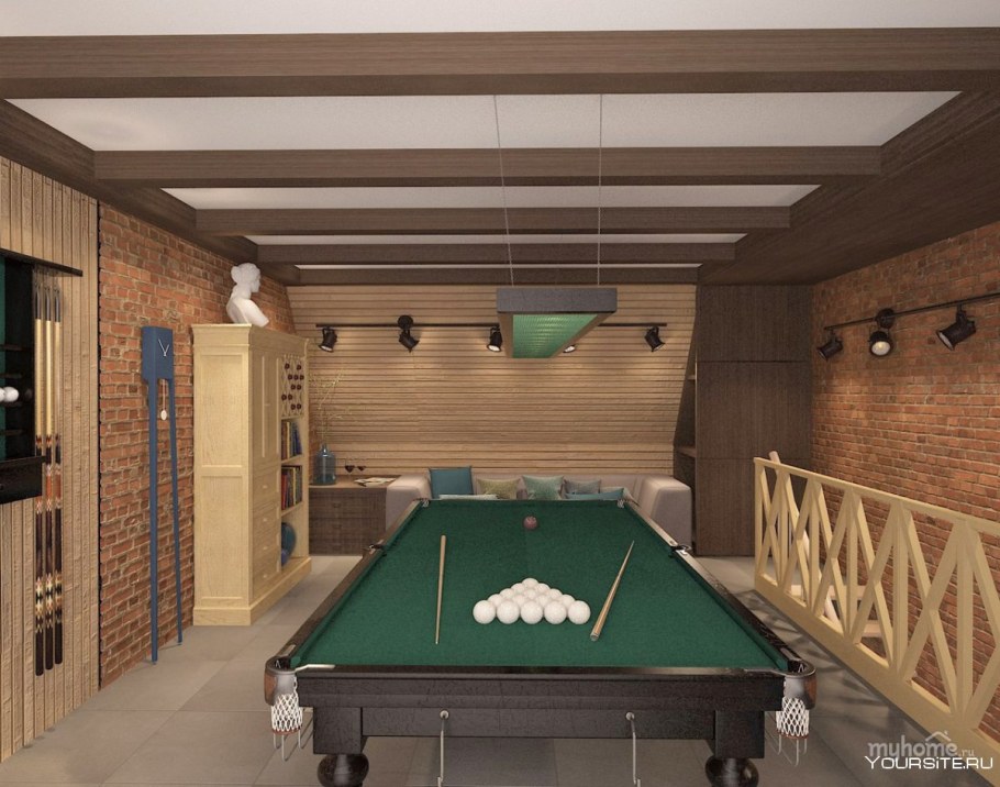 Интерьер бильярдной комнаты