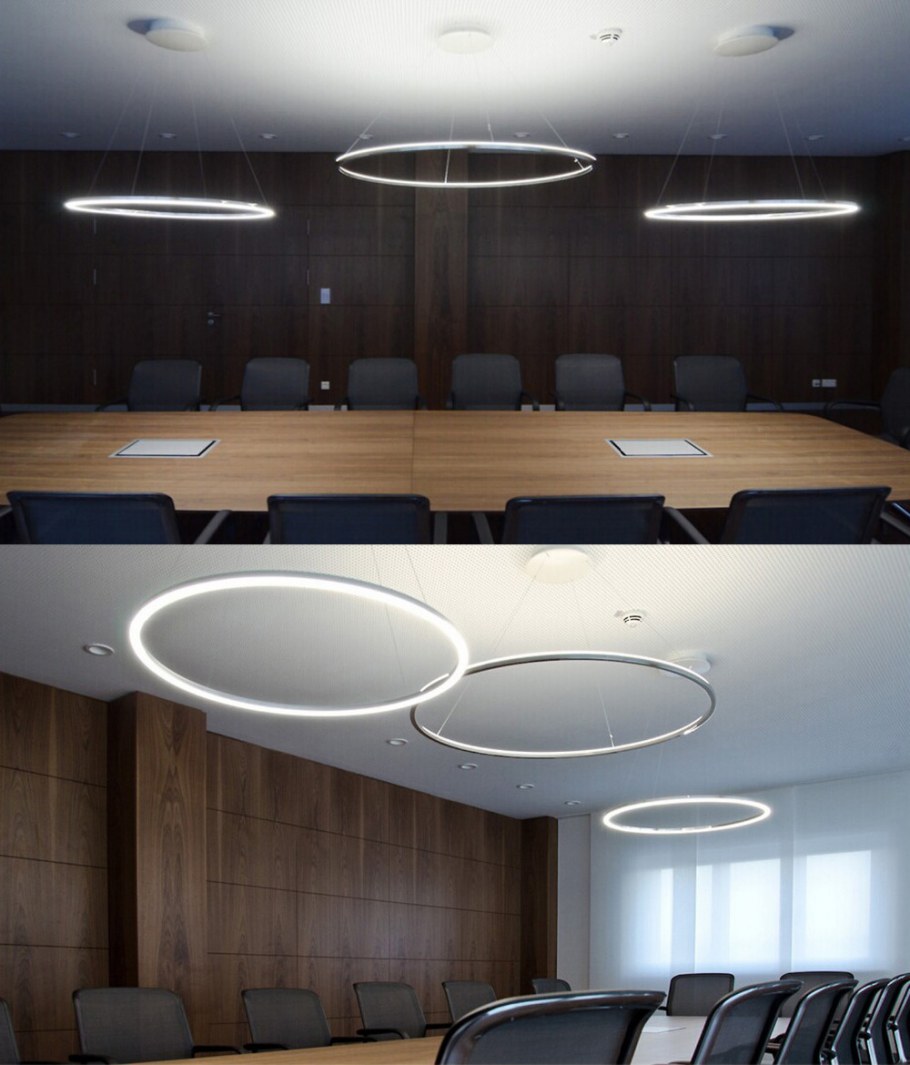 Круглые светодиодные светильники в интерьере