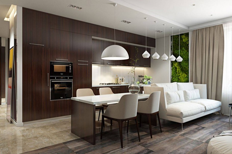 Проект интерьера кухни гостиной