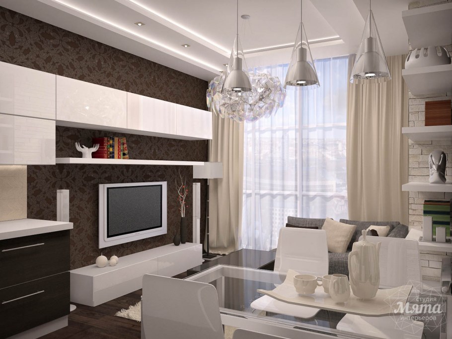 Гостиная в молочно шоколадных тонах