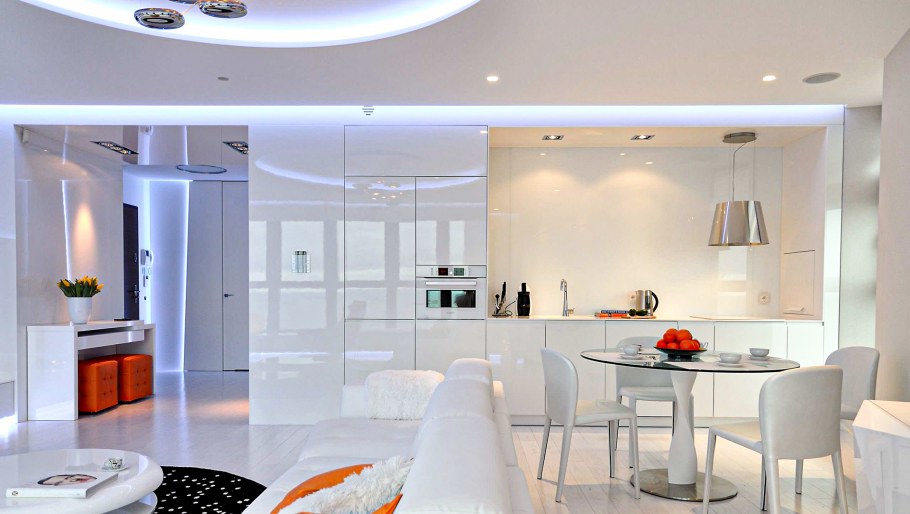 Кухня гостиная Хай тек