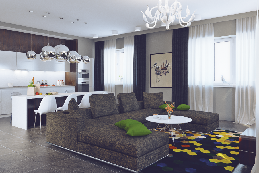 Кухня гостиная в стиле Модерн 20кв м