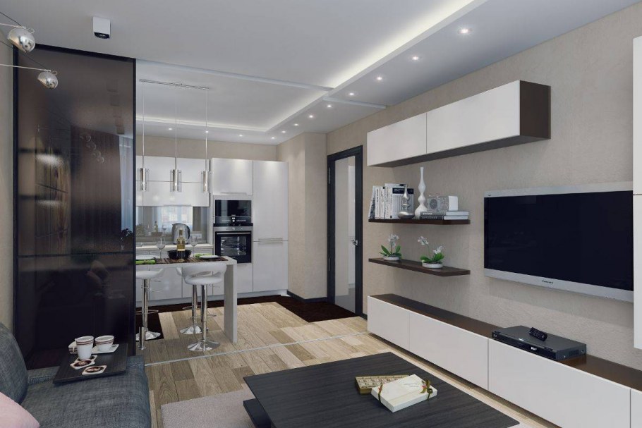 Кухня с гостинной 20кв м интерьер