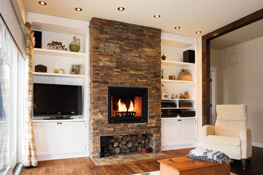 Шкаф с камином и телевизором