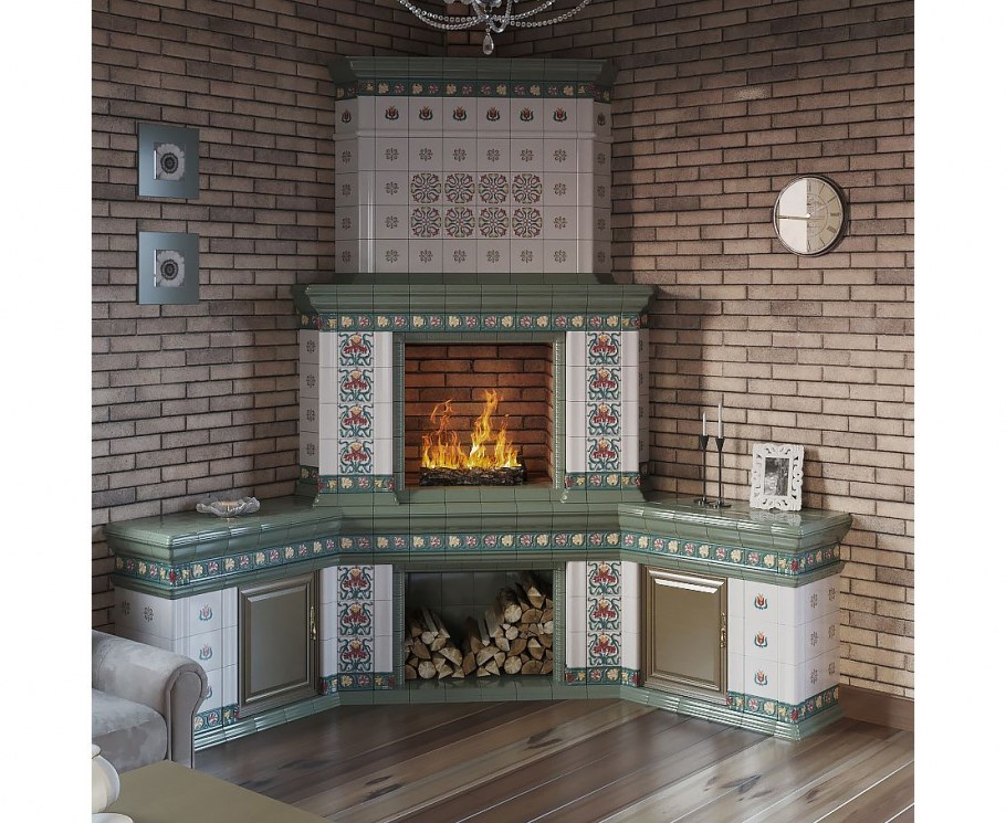 Отделка камина натуральным камнем