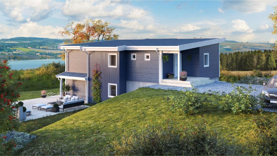 Норвежский дом односкатная