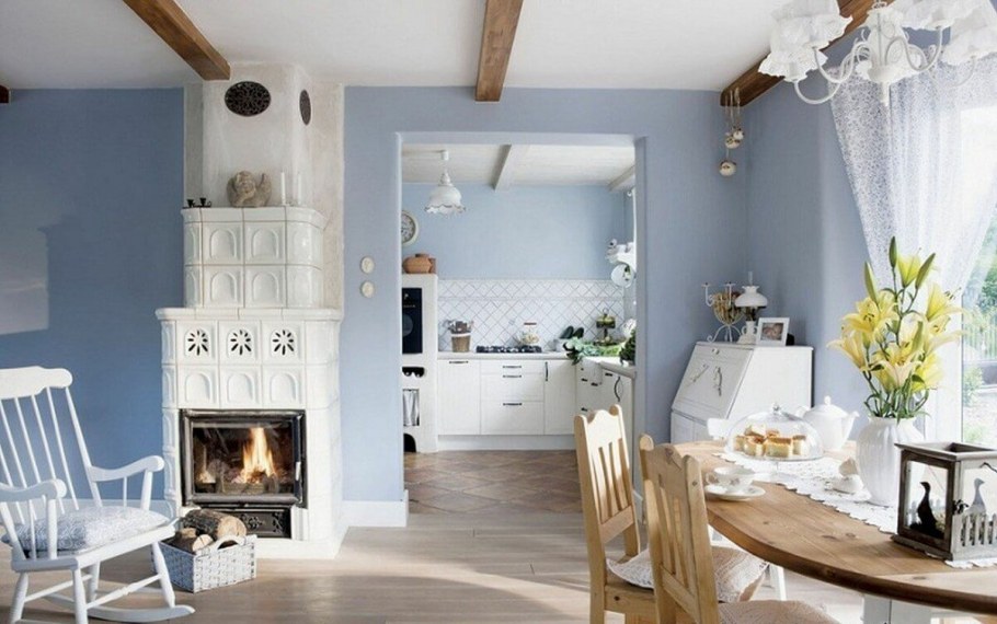 Гостиная в загородном доме в скандинавском стиле