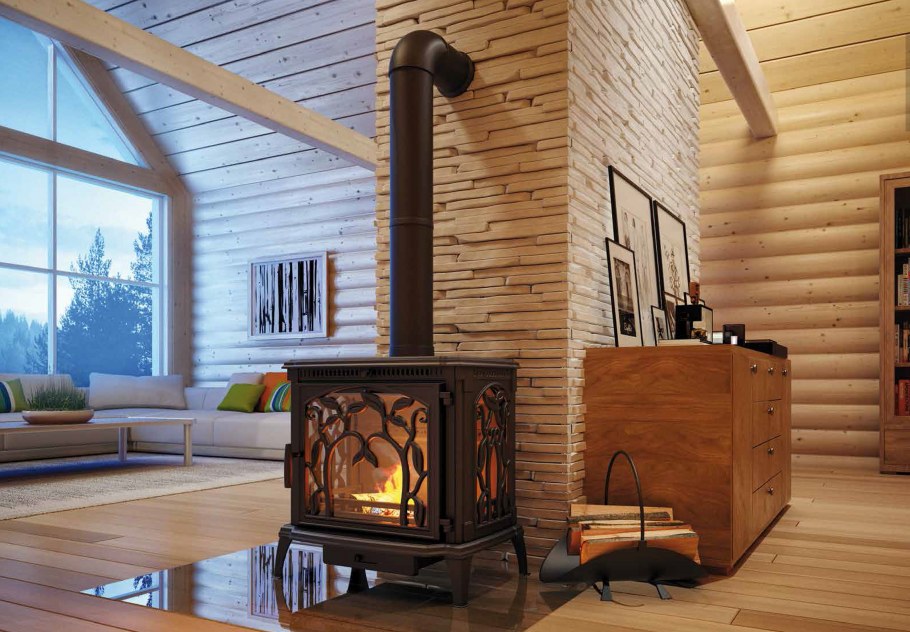 Каминопечь в интерьере лофт