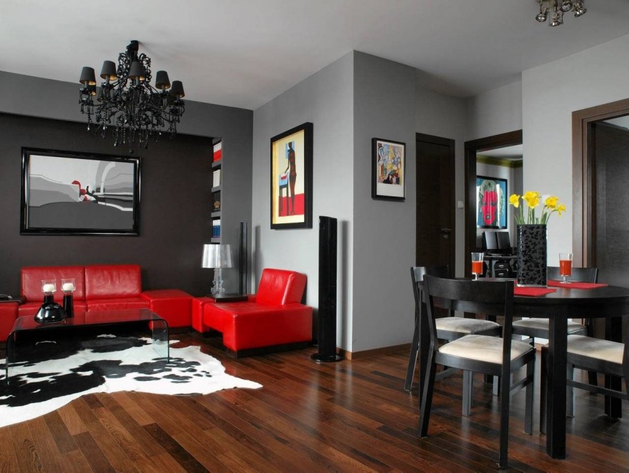 Красные акценты в интерьере