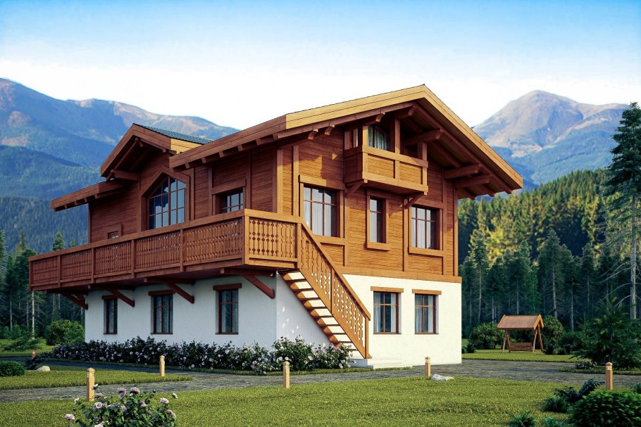 Комбинированные дома в стиле Шале
