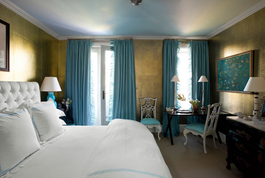 Голубой потолок в интерьере