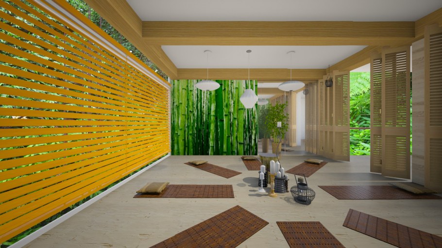 Бамбуковое полотно в интерьере кухни