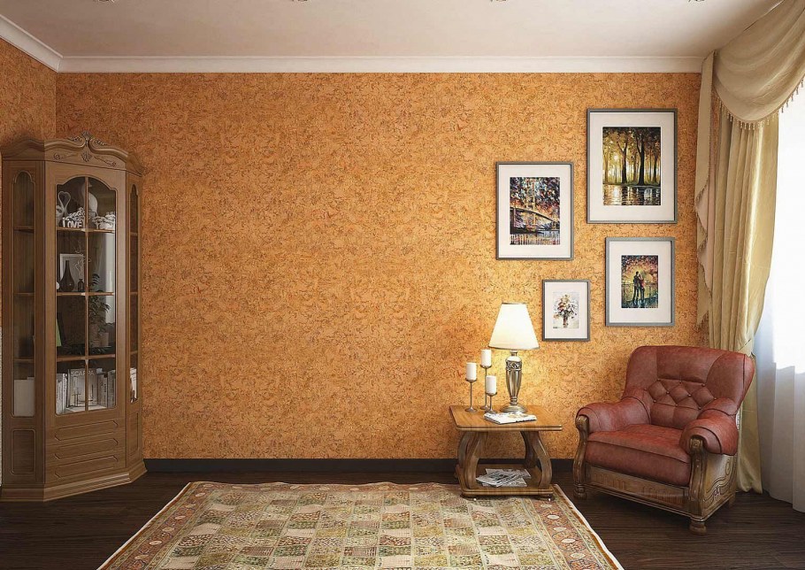 Деревянная стена в интерьере гостиной