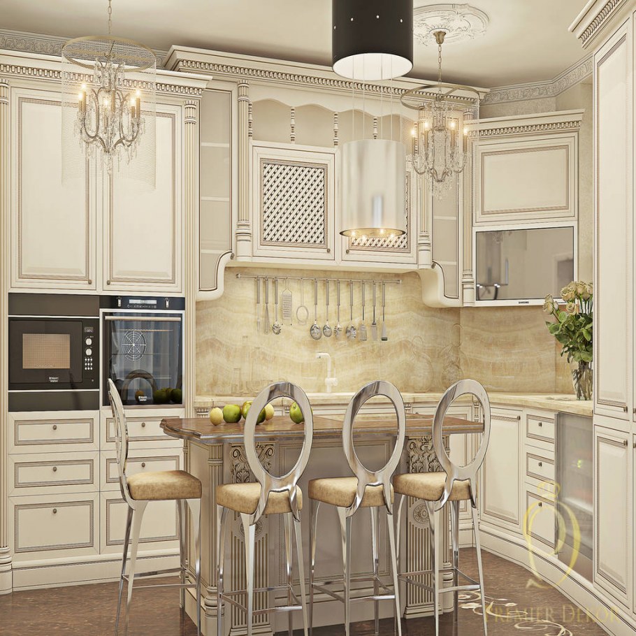 Кухня Инфинити золото слоновая кость