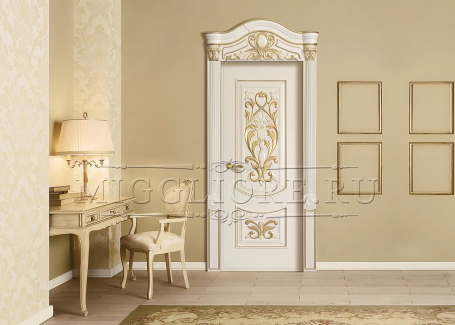 Кухни классика жемчужный ясень патина