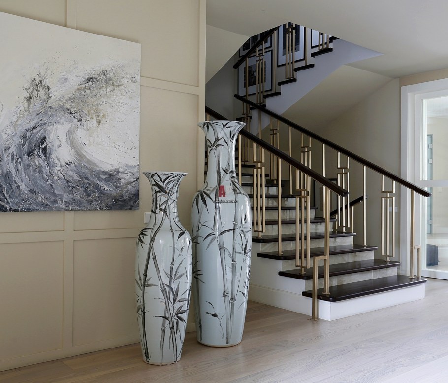 Asian Wood Floor Vase