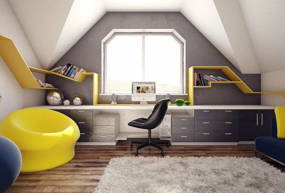 Комната на мансарде для подростка