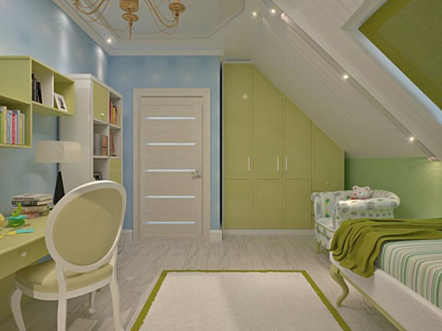 Планировка детской мансардной комнаты