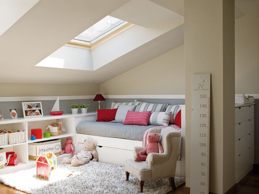 Детские комнаты с мансардной крышей