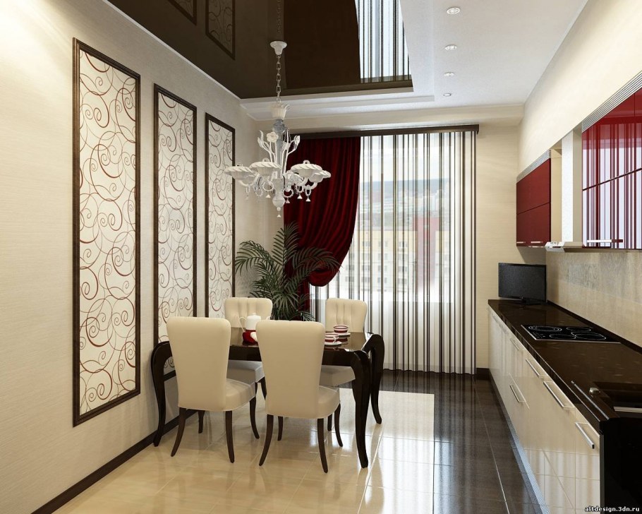 Шторы для кухни в обеденной зоне