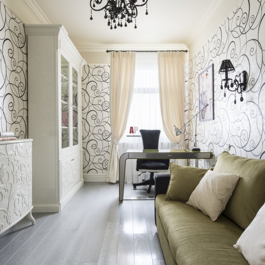 Вензеля в интерьере гостиной