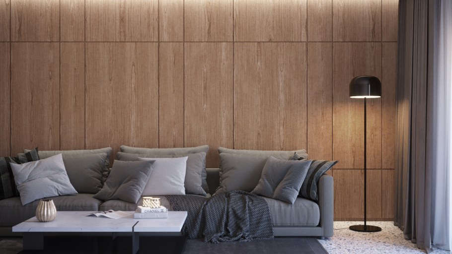Панели в интерьере гостиной